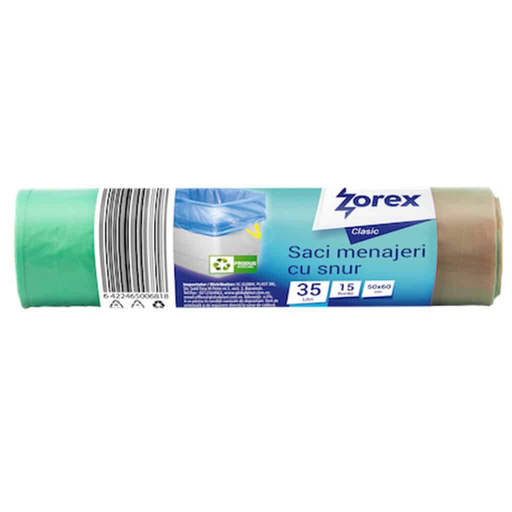 Saci menajeri GSM1535, verzi, 35L, cu șnur