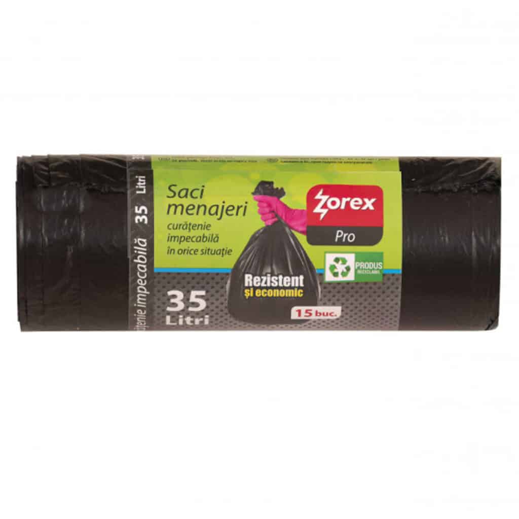 Saci menajeri GSM435ECO, negri, 35L – 15 buc/rolă
