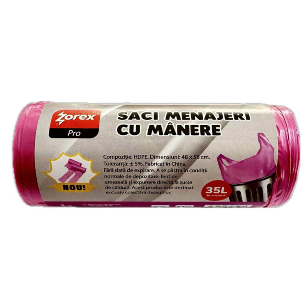 Saci menajeri GSRM35, roz, 35L, cu mânere
