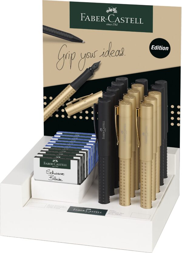 DISPLAY 15 BUC STILOU GRIP 2011 BLACK&GOLD FABER-CASTELL – poza 1