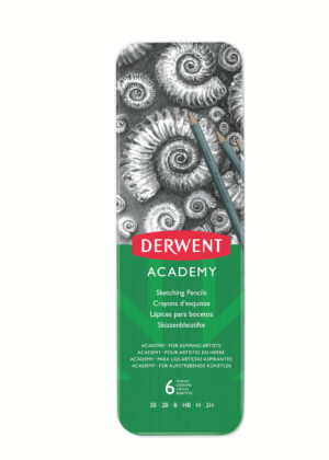SET 6 BUC CREIOANE GRAFIT 3B-2H CUTIE METALÂ DERWENT ACADEMY – poza 1
