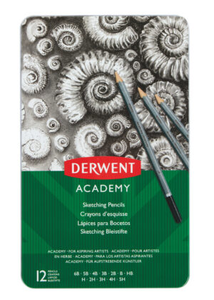 SET 12 BUC CREIOANE GRAFIT 6B-5H CUTIE METAL DERWENT ACADEMY – poza 1