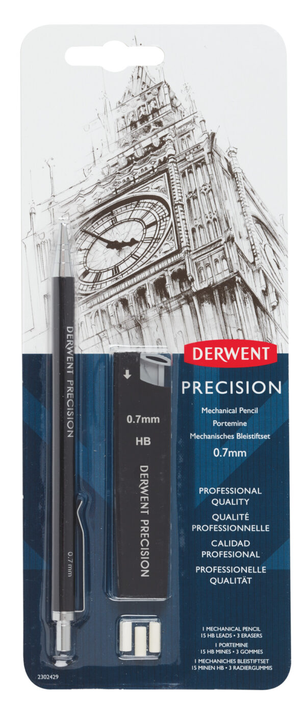 BLISTER CREION MECANIC 0.7MM PROFESIONAL NEGRU +MINE + 2 RADIERE DERWENT – poza 1