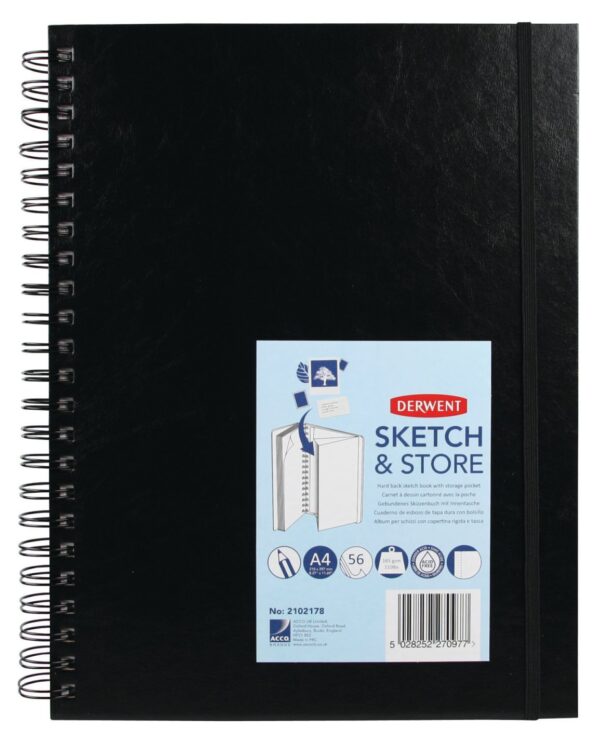 CAIET SPIRA PENTRU SCHITE SI DESEN A4 56 FILE 165G CU MAPA PROFESSIONAL DERWENT – poza 1