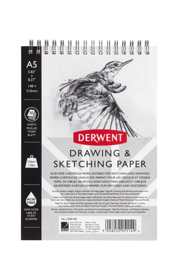 CAIET SPIRA PENTRU SCHITE SI DESEN A5 30 FILE 165G PROFESSIONAL DERWENT – poza 1