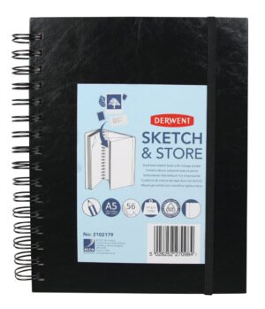 CAIET SPIRA PENTRU SCHITE SI DESEN A5 56 FILE 165G CU MAPA PROFESSIONAL DERWENT – poza 1