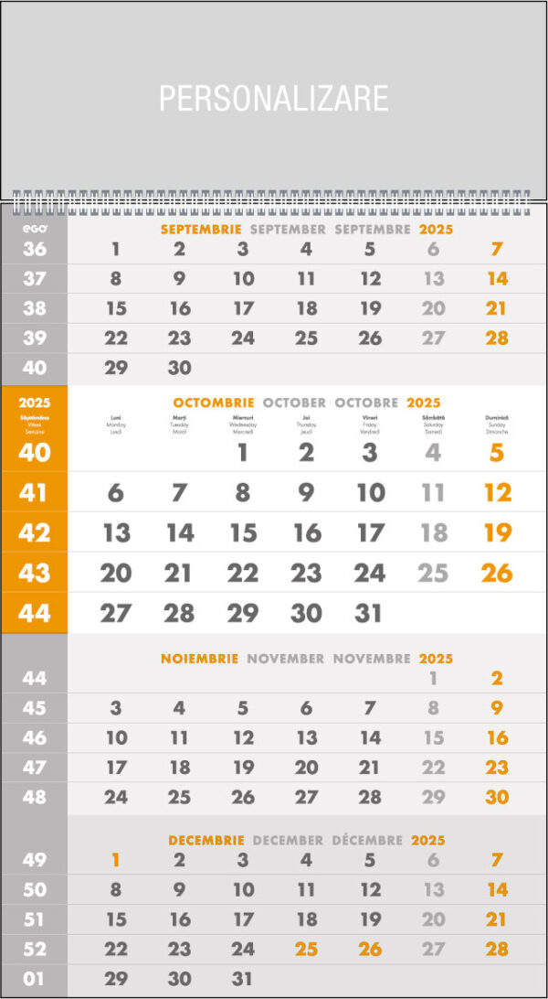 CALENDAR PERETE TRIPTIC GRI 12 FILE EGO – poza 1