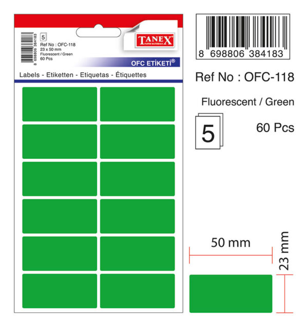 ETICHETE 23*50MM COLTURI ROTUNDE VERZI 60/SET TANEX – poza 2