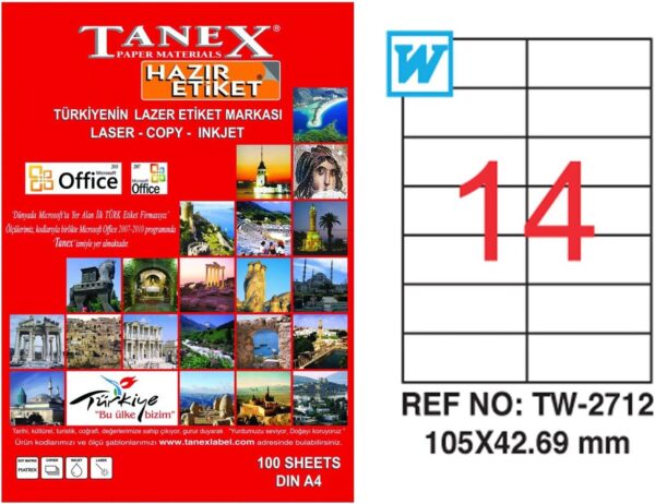 ETICHETE 14/A4 105*42.69MM COLTURI DREPTE 100/TOP TANEX – poza 2