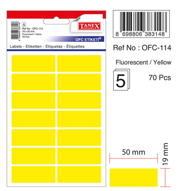 ETICHETE 19*50MM COLTURI ROTUNDE GALBENE 70/SET TANEX – poza 2