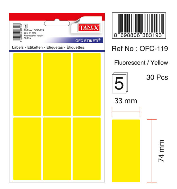 ETICHETE 33*74MM COLTURI ROTUNDE GALBENE 30/SET TANEX – poza 2