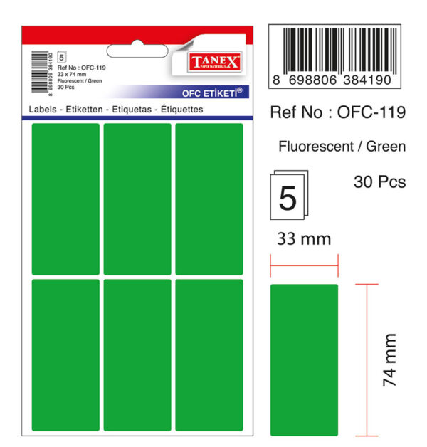 ETICHETE 33*74MM COLTURI ROTUNDE VERZI 30/SET TANEX – poza 2