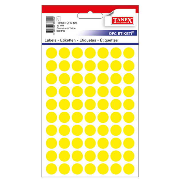 ETICHETE ROTUNDE 13MM GALBENE 350/TIPLA TANEX – poza 1