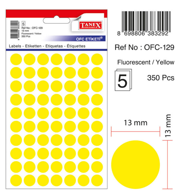 ETICHETE ROTUNDE 13MM GALBENE 350/TIPLA TANEX – poza 2