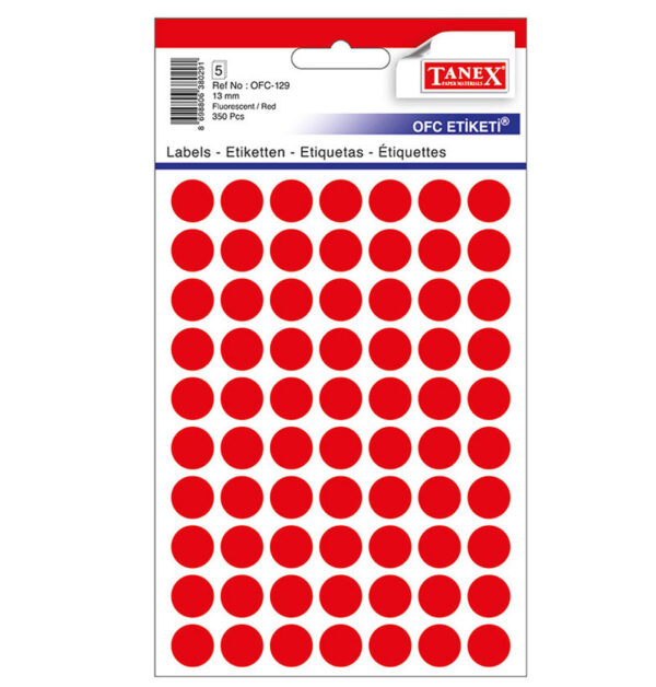 ETICHETE ROTUNDE 13MM ROSII 350/TIPLA TANEX – poza 1
