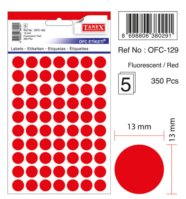 ETICHETE ROTUNDE 13MM ROSII 350/TIPLA TANEX – poza 2