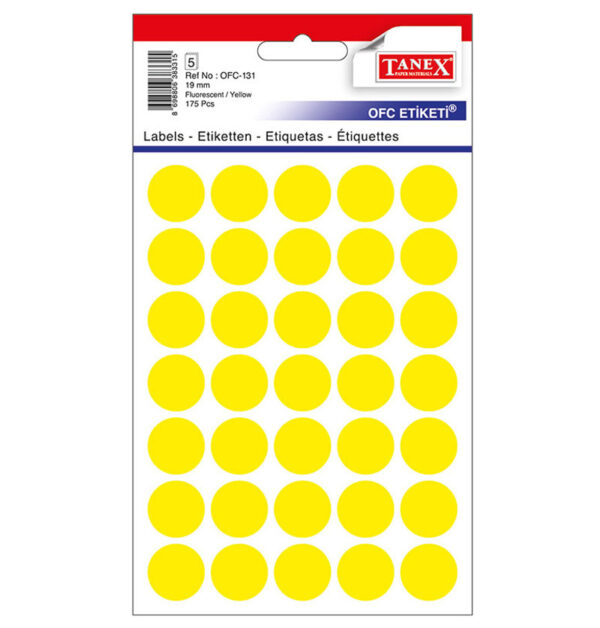 ETICHETE ROTUNDE 19MM GALBENE 175/TIPLA TANEX – poza 1