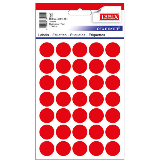 ETICHETE ROTUNDE 19MM ROSII 175/TIPLA TANEX – poza 1