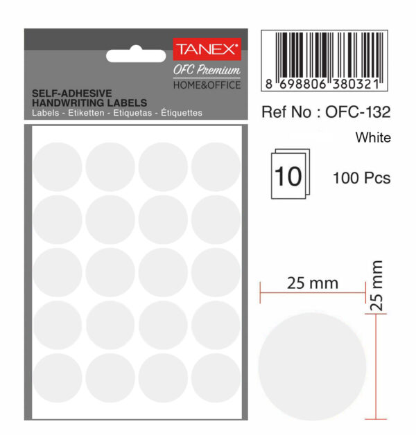 ETICHETE ROTUNDE 25MM ALBE 200/TIPLA TANEX – poza 2