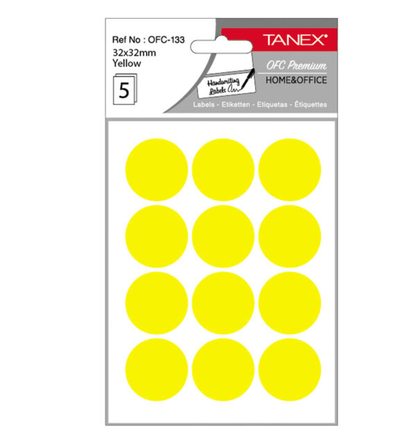 ETICHETE ROTUNDE 32MM GALBENE 60/TIPLA TANEX – poza 1