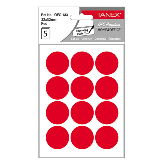 ETICHETE ROTUNDE 32MM ROSII 60/TIPLA TANEX – poza 1