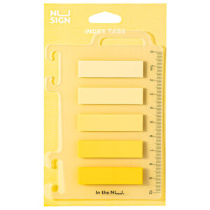 INDEX ADEZIV PLASTIC 12*44MM 5 CULORI GALBEN 20 FILE RIGLA NUSIGN DELI – poza 1