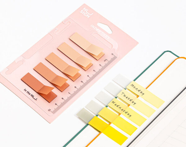 INDEX ADEZIV PLASTIC 12*44MM 5 CULORI VIOLET 20 FILE RIGLA NUSIGN DELI – poza 5