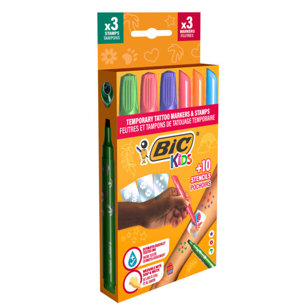 MARKER TATTOO KIDS SET 3 MARKERE + 3 STAMPILE + 10 SABLOANE BIC – poza 2