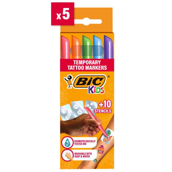 MARKER TATTOO KIDS SET 5 MARKERE + 10 SABLOANE BIC – poza 1