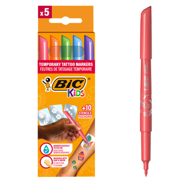 MARKER TATTOO KIDS SET 5 MARKERE + 10 SABLOANE BIC – poza 3