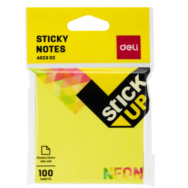 NOTES ADEZIV 76*76MM 100 FILE NEON DELI – poza 1