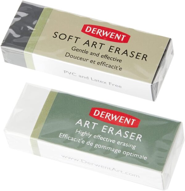 RADIERA PATRATA ALBA 2/SET DERWENT PROFESSIONAL – poza 2