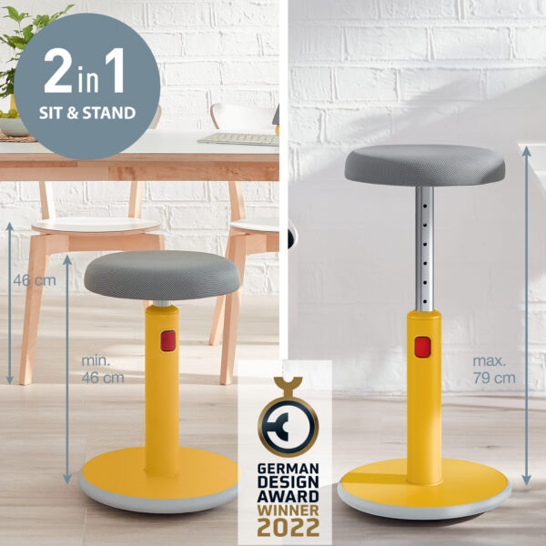 SCAUN ERGONOMIC PT POZITIE SEZUT/IN PICIOARE GALBEN CHIHLIMBAR LEITZ – poza 2