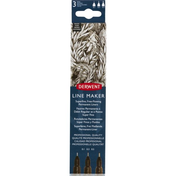 SET 3 BUC LINER GRAFIC PROFESIONAL (0.1/0.3/0.5 MM) NEGRU DERWENT – poza 1