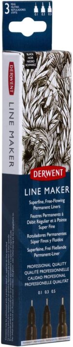 SET 3 BUC LINER GRAFIC PROFESIONAL (0.1/0.3/0.5 MM) NEGRU DERWENT – poza 2