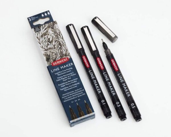SET 3 BUC LINER GRAFIC PROFESIONAL (0.1/0.3/0.5 MM) NEGRU DERWENT – poza 3
