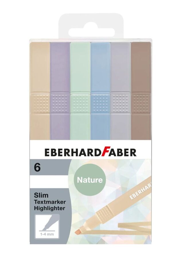 TEXTMARKER SLIM PATRAT SET 6 BUC NUANTE NATURALE EBERHARD FABER – poza 1