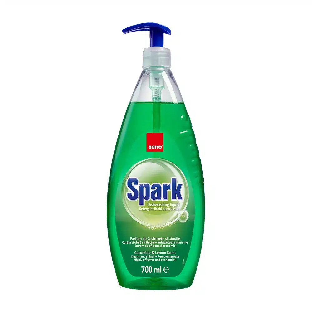 Detergent lichid de vase SANO Spark 700ml cu pompita Castravete – poza 1