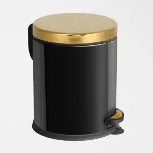 Coș de Gunoi Premium 5L Inox cu Pedală corp negru cu capac auriu – poza 1