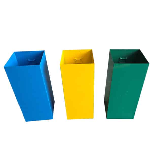 Coș colectare selectivă 3 fracții, metalic, cu găleți interioare colorate – poza 2