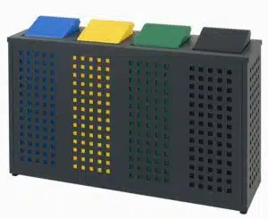 Coș colectare selectivă 4 fracții, metalic, model pătrățele – poza 1
