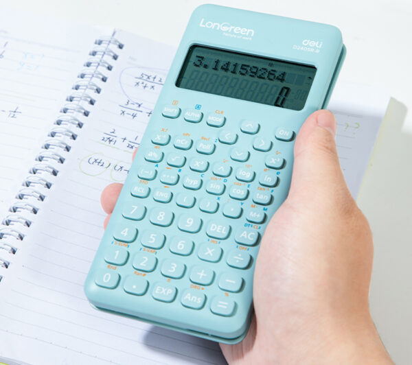 CALCULATOR STIINTIFIC 12DIG 240F BLEU LONGREEN PLASTIC RECICLAT DELI – poza 4