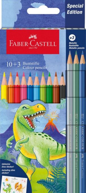 CREIOANE COLORATE 10+3 CULORI DINOZAURI FABER-CASTELL – poza 1