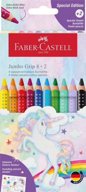 CREIOANE COLORATE 8+2 CULORI JUMBO GRIP UNICORNI FABER-CASTELL – poza 1