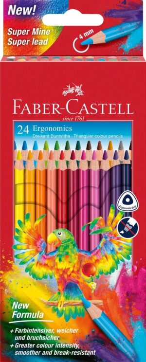 CREIOANE COLORATE TRIUNGHIULARE 24 CULORI ERGONOMICS FABER-CASTELL – poza 1