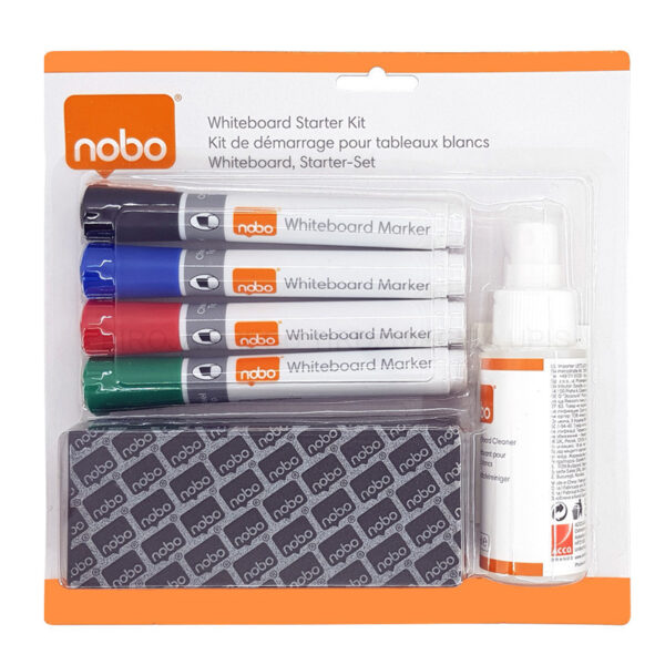 KIT WHITEBOARD (4 MARKERE + BURETE + REZERVA + SPRAY 50ML) NOBO – poza 1