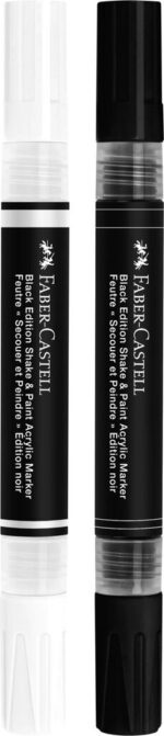 SET 2 MARKERE ACRILICE SHAKE&PAINT ALB-NEGRU FABER-CASTELL – poza 2