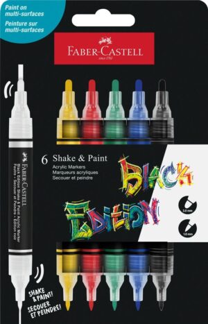 SET 6 MARKERE ACRILICE SHAKE&PAINT CULORI CLASICE FABER-CASTELL – poza 1