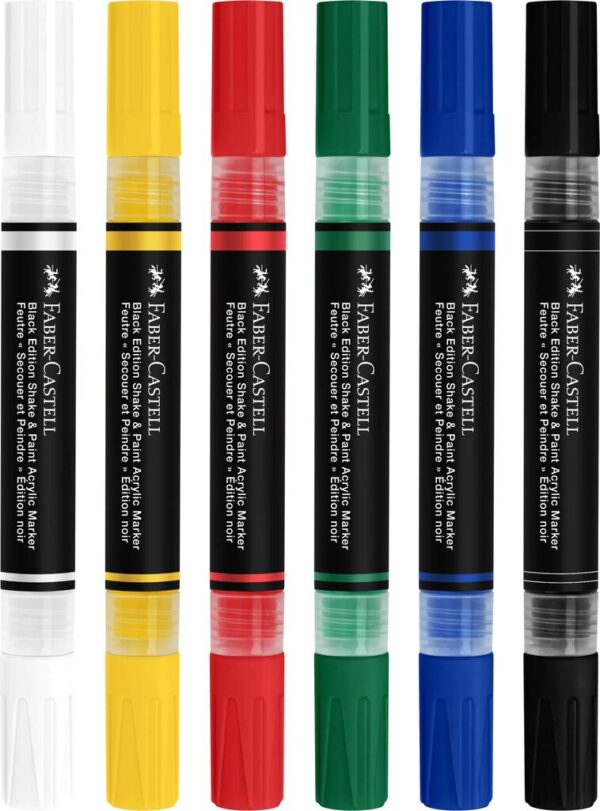 SET 6 MARKERE ACRILICE SHAKE&PAINT CULORI CLASICE FABER-CASTELL – poza 3