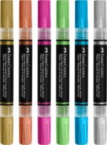 SET 6 MARKERE ACRILICE SHAKE&PAINT CULORI METALIZATE FABER-CASTELL – poza 3